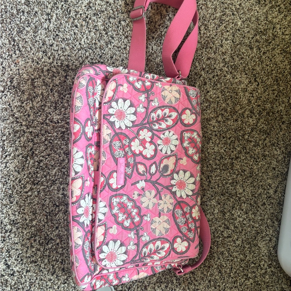 Vera Bradley Pink and White Laptop Bag